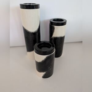 Vintage / Mid Century Zebra Print Votive Candle Holders